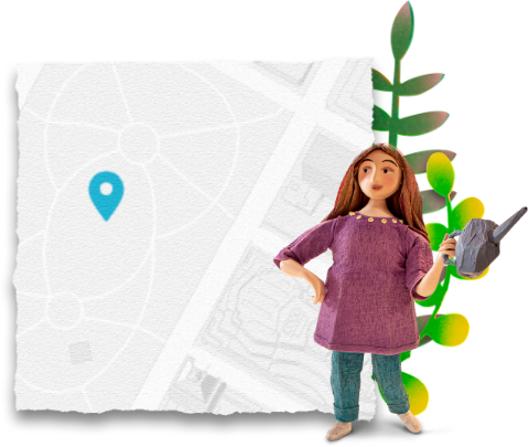 Image of treatment locator map and Siobhan